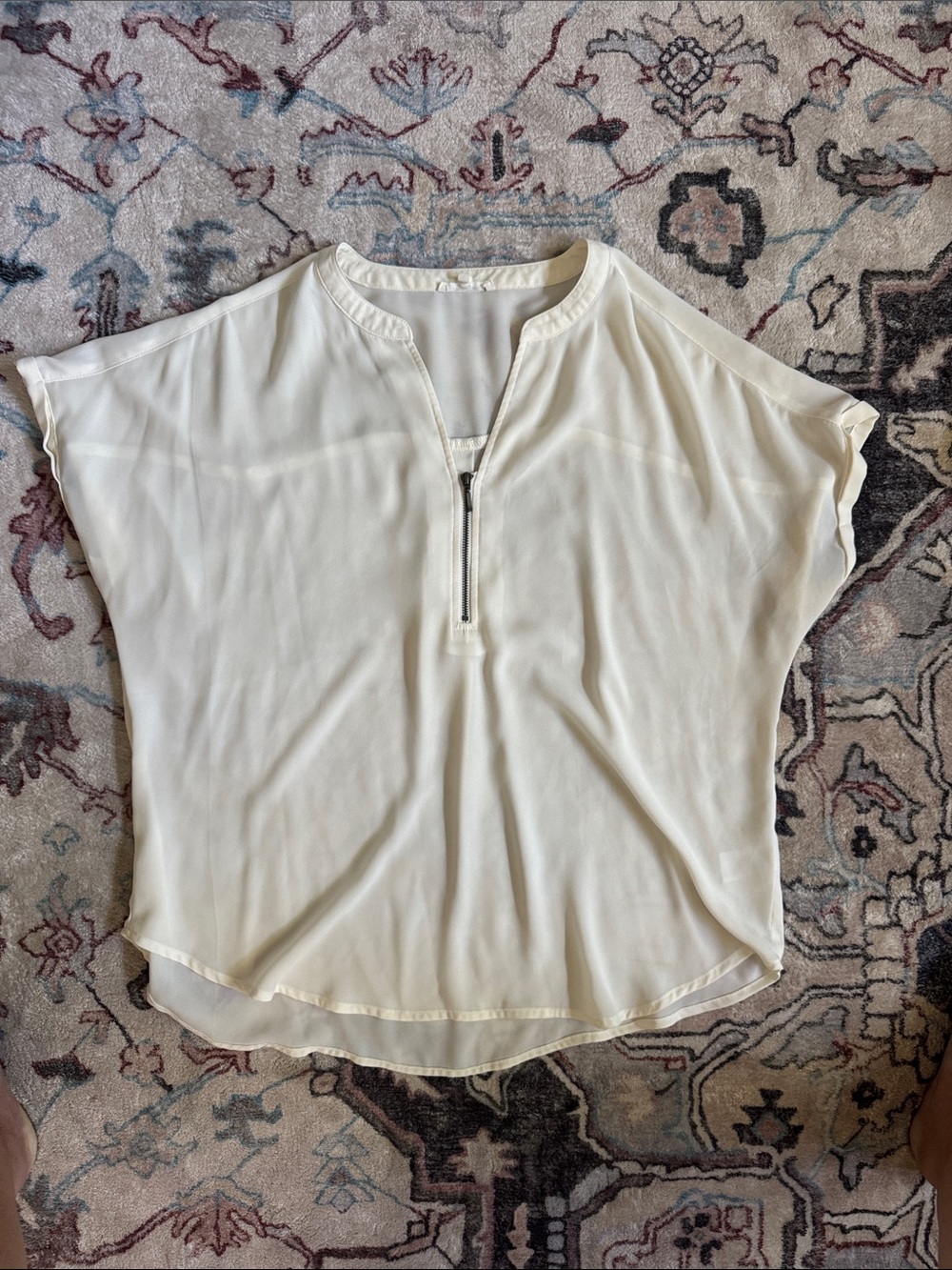 Maurices Cream Zip-Front Dolman Blouse